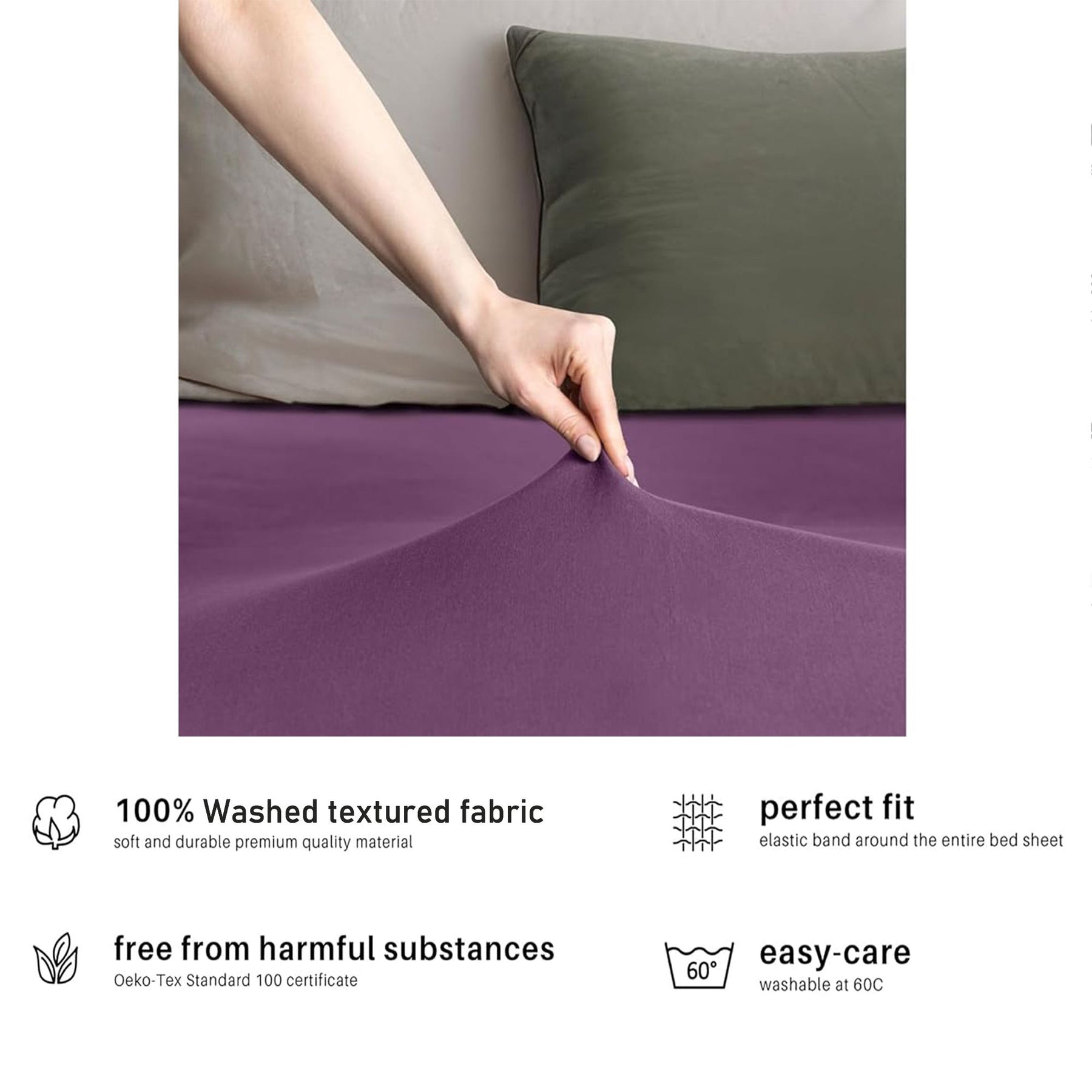 Hotel Quality 2 Piece Purple Microfiber Fitted Sheet Set - King Single