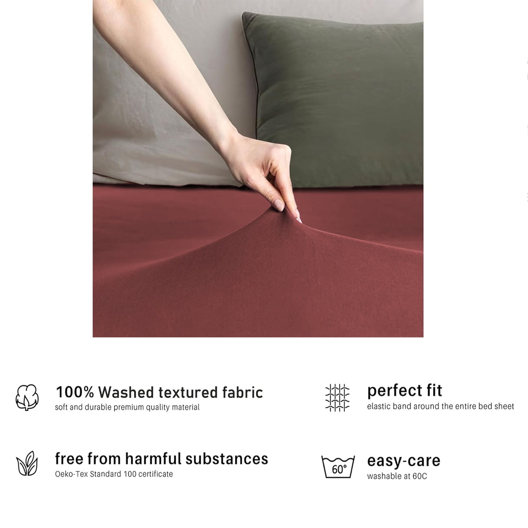 Hotel Quality 2 Piece Red Microfiber Fitted Sheet Set - Queen