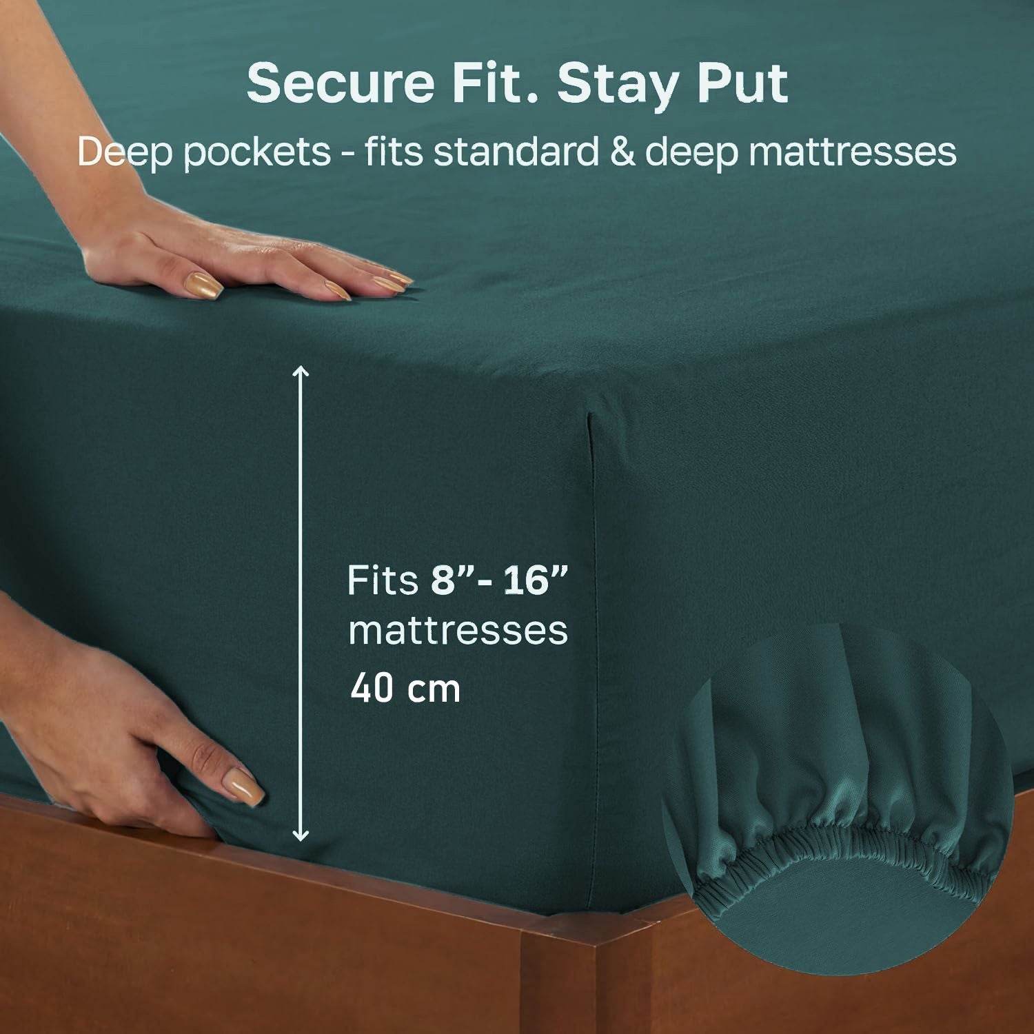 Hotel Quality 2 Piece Biscay Blue Microfiber Fitted Sheet Set - Queen