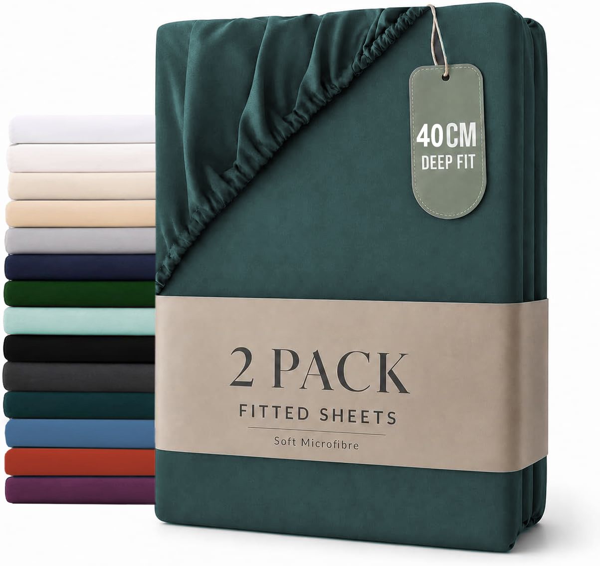 Hotel Quality 2 Piece Biscay Blue Microfiber Fitted Sheet Set - Super King