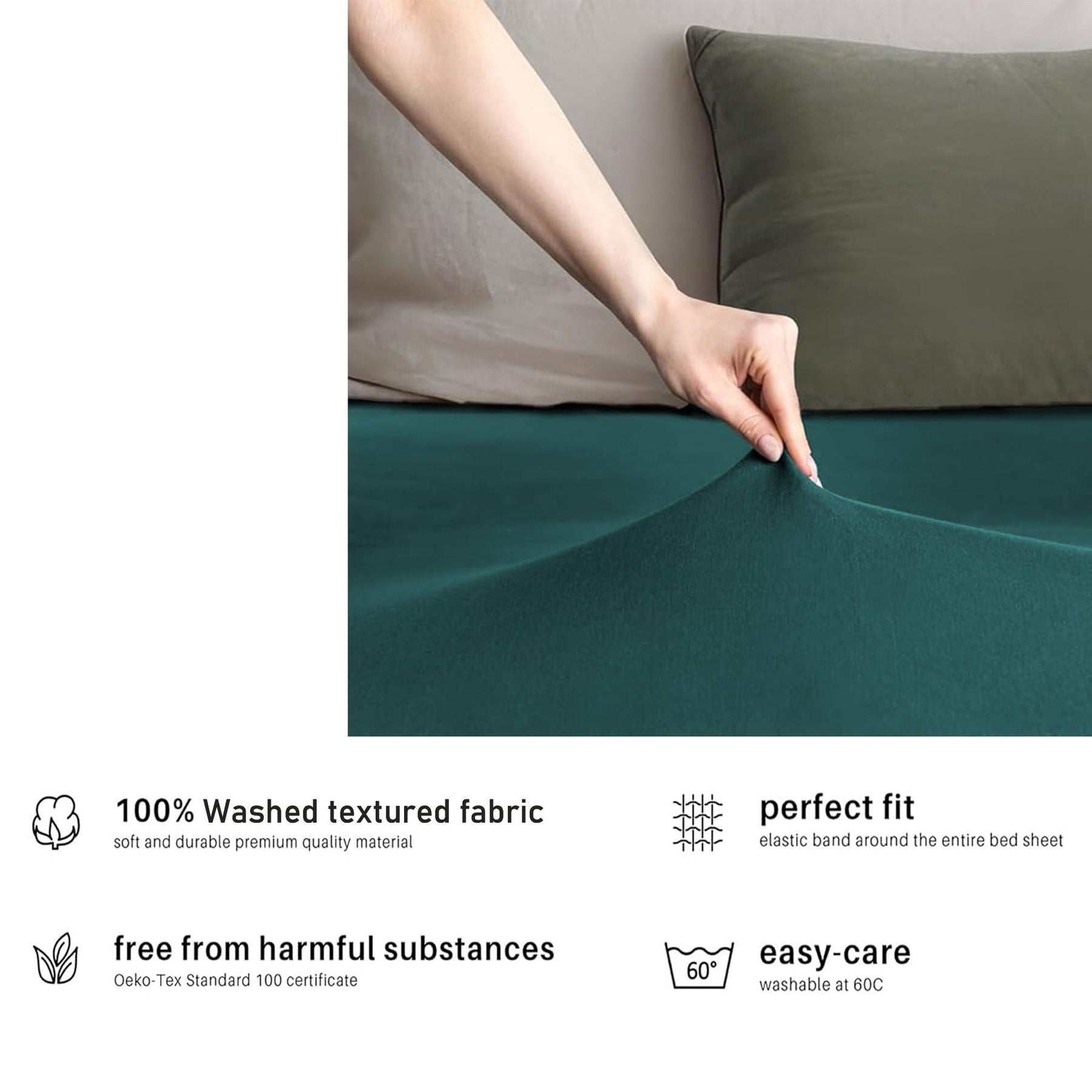 Hotel Quality 2 Piece Biscay Blue Microfiber Fitted Sheet Set - Super King