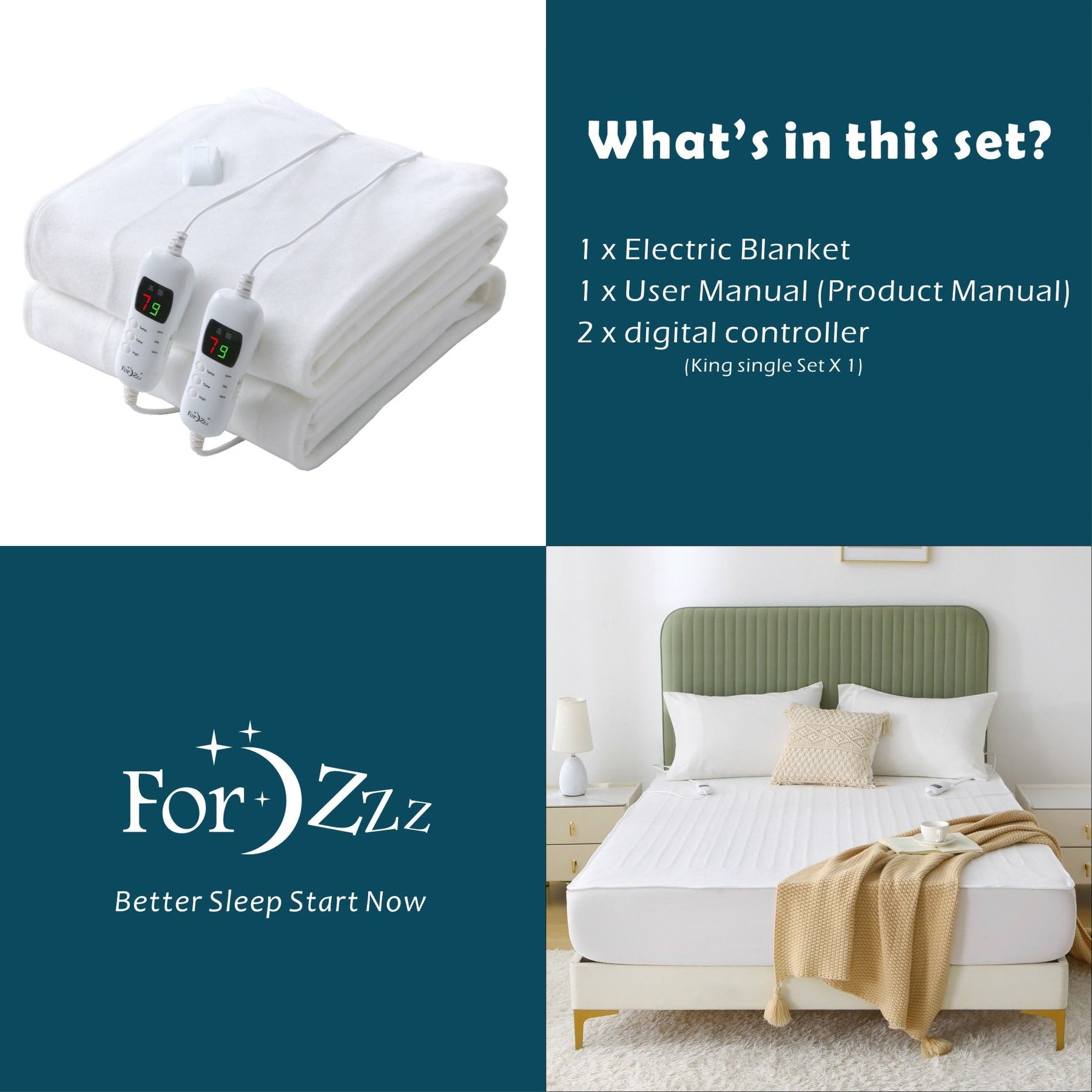 Premium Double Electric Heated Mattress Pad Dual Control 9 Heat Settings