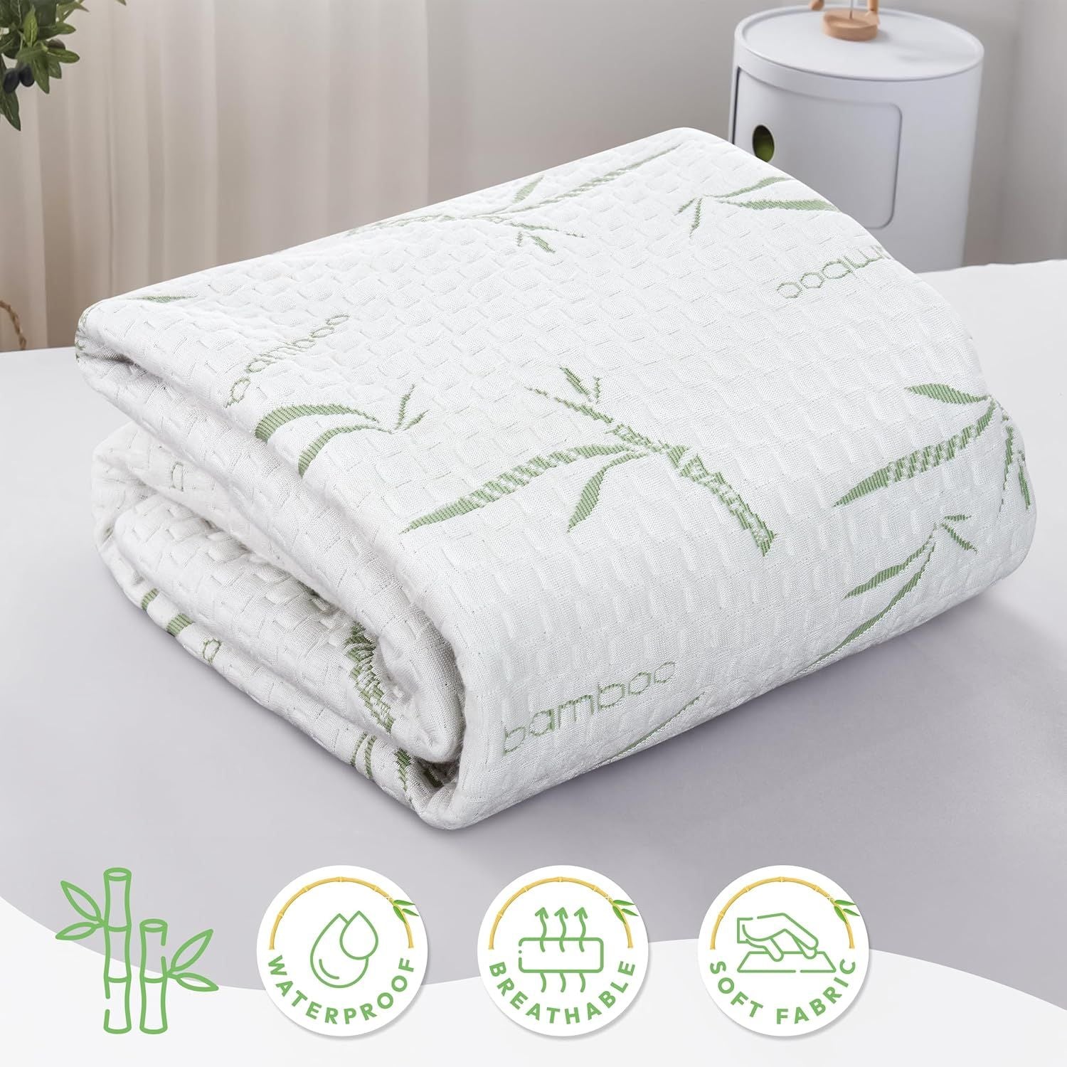 Premium Waterproof Mattress Protector – Double Green, 3D Air Fabric 40cm Deep Pocket