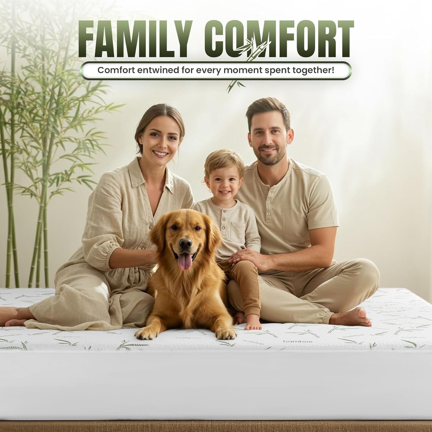 Premium Bamboo Blend Waterproof Mattress Protector – Double, TPU Layer 40cm Deep Pocket