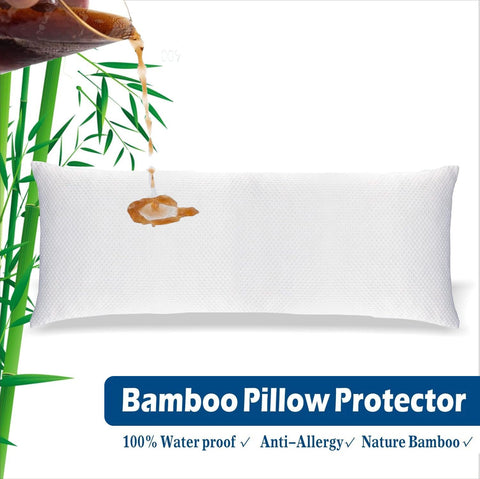 Premium Waterproof Bamboo Body Pillow Protector – White 50 x 150cm, Zippered TPU Backing