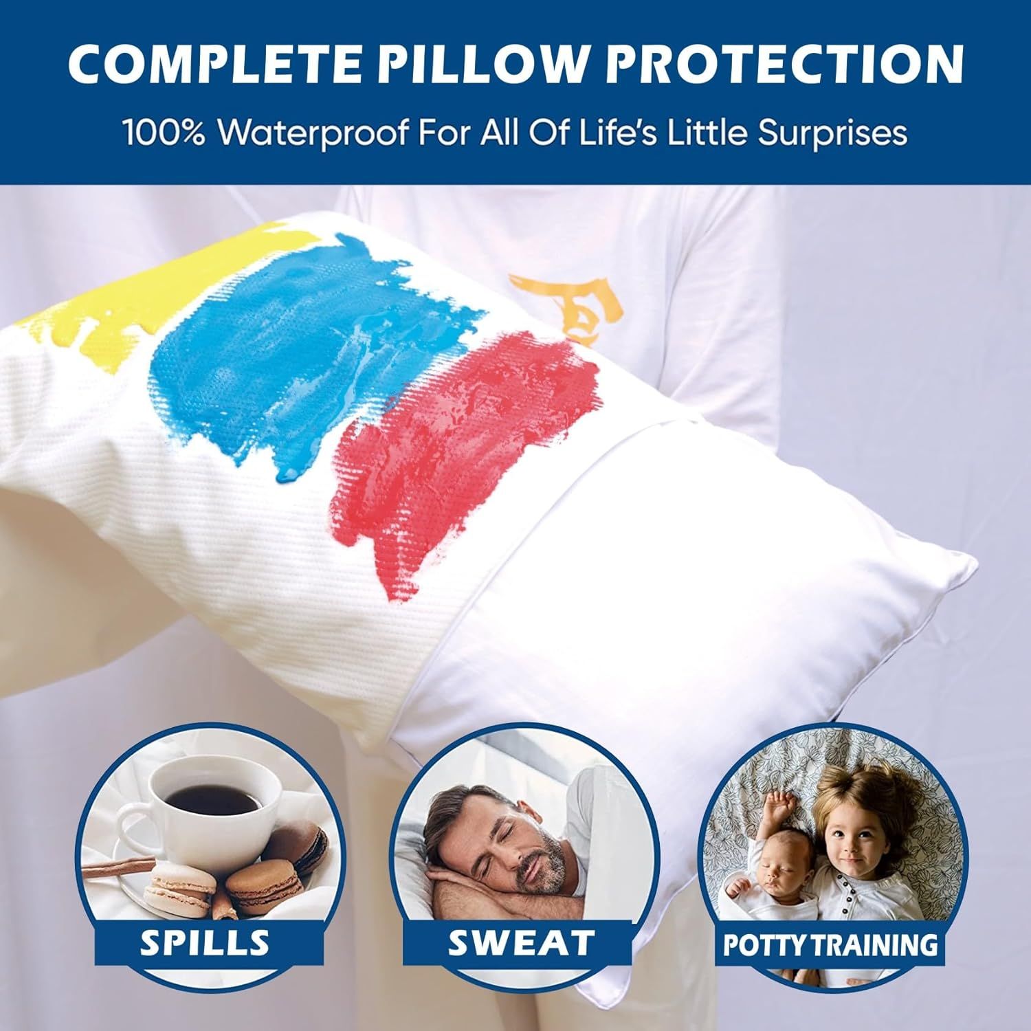 Premium Waterproof Bamboo Body Pillow Protector – White 50 x 150cm, Zippered TPU Backing