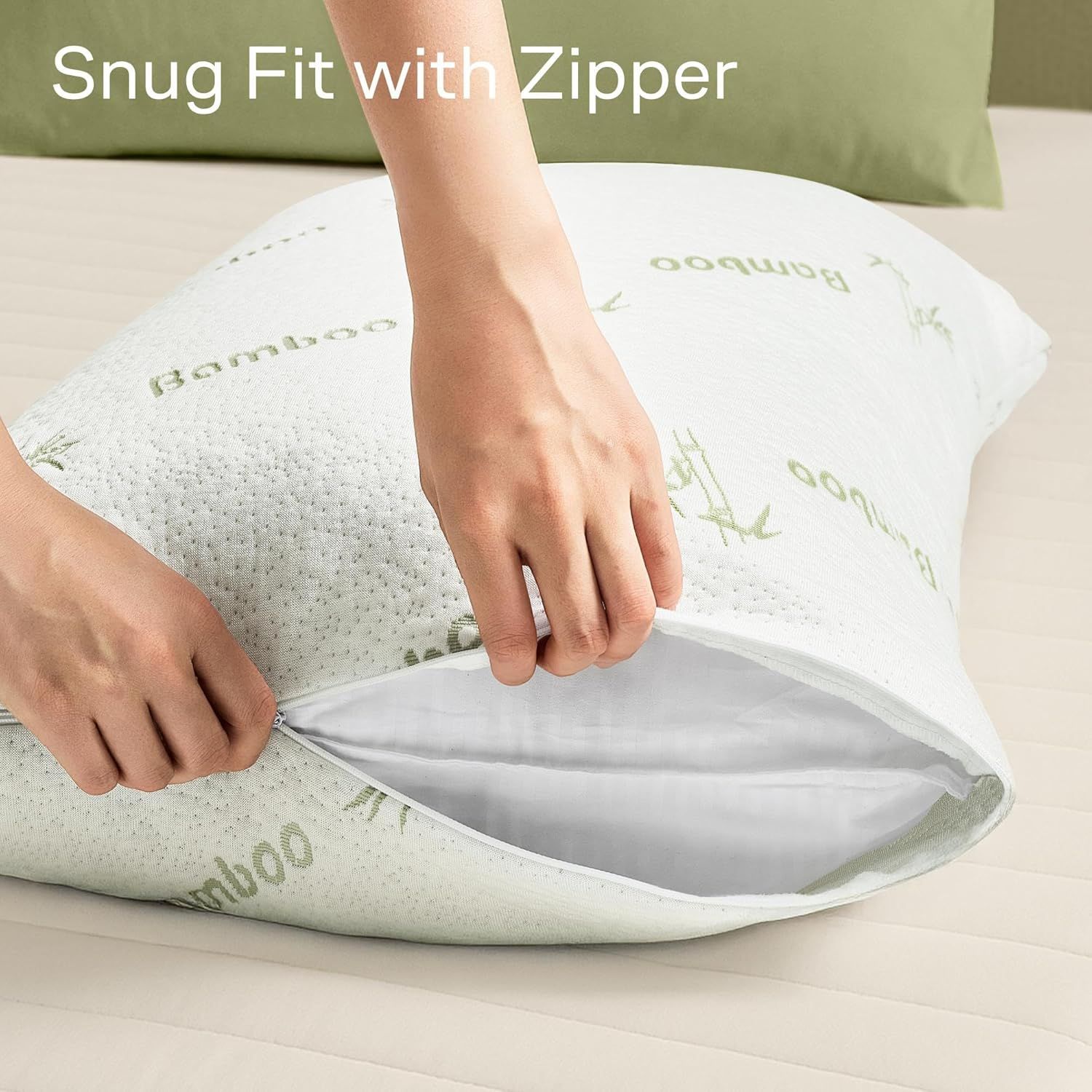 Premium Waterproof Bamboo Body Pillow Protector – Green 50 x 150cm, Zippered TPU Backing
