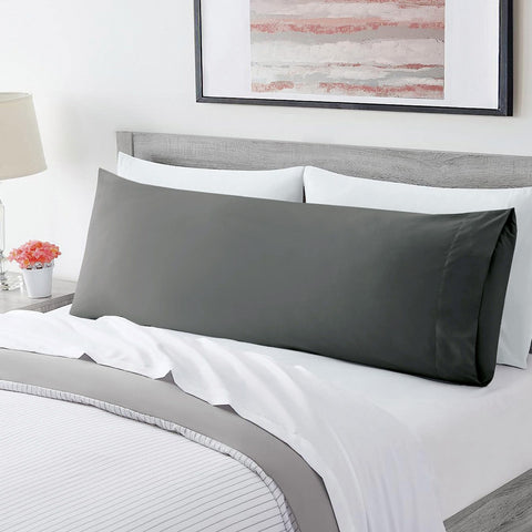 Premium 50 x 150cm Microfiber Body Pillow Cover – Dark Grey, 4-Way Stretch Envelope Closure