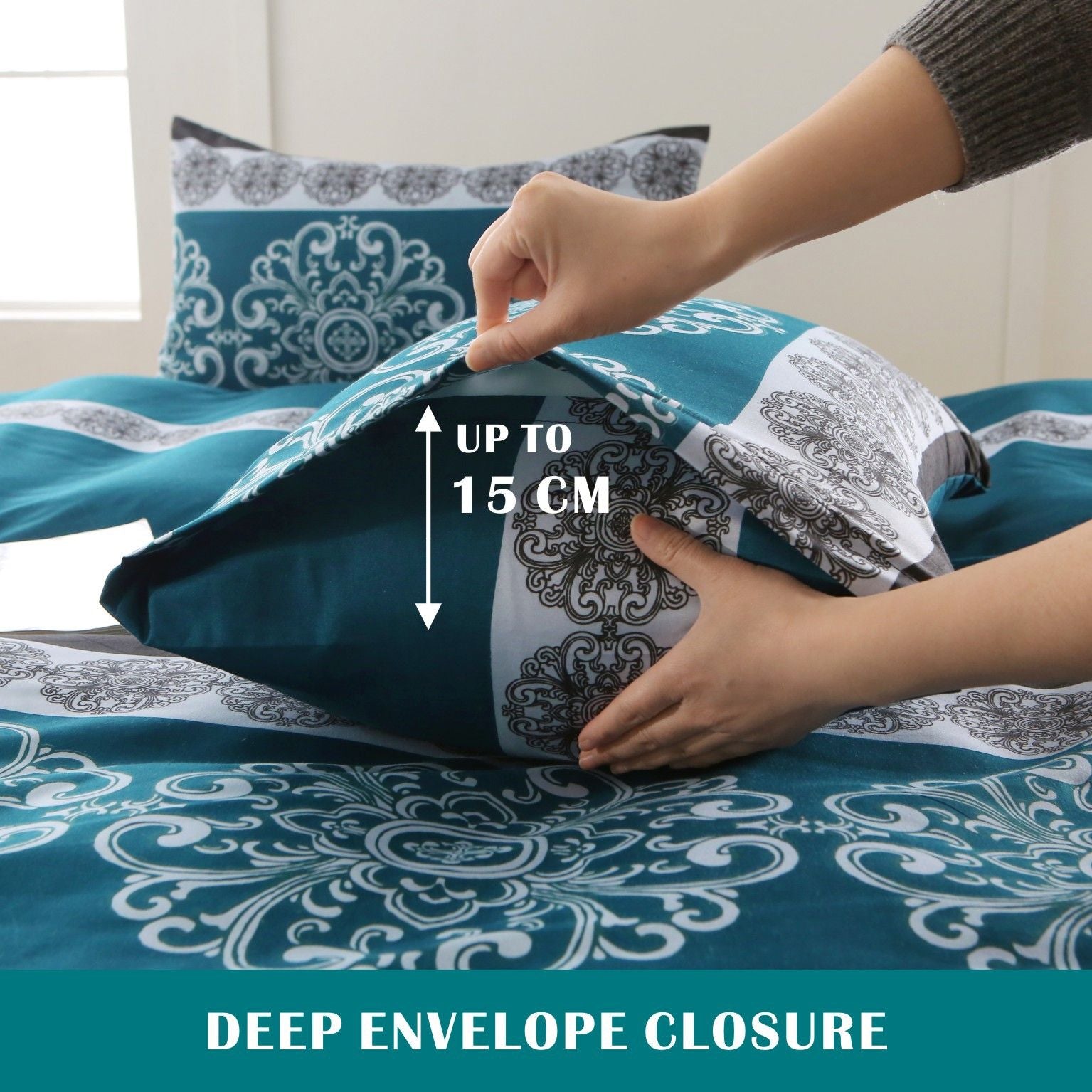 2000TC Microfibre Zipper Quilt Cover Set - 3 Piece, Bohemian, Double