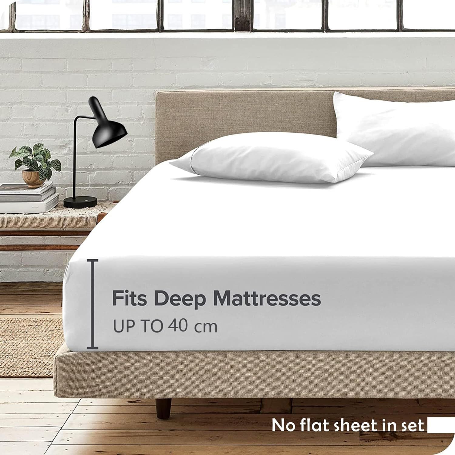 3 Piece 2000TC Microfibre 40cm Deep Pocket Fitted Sheet Set with Pillowcases - White Double