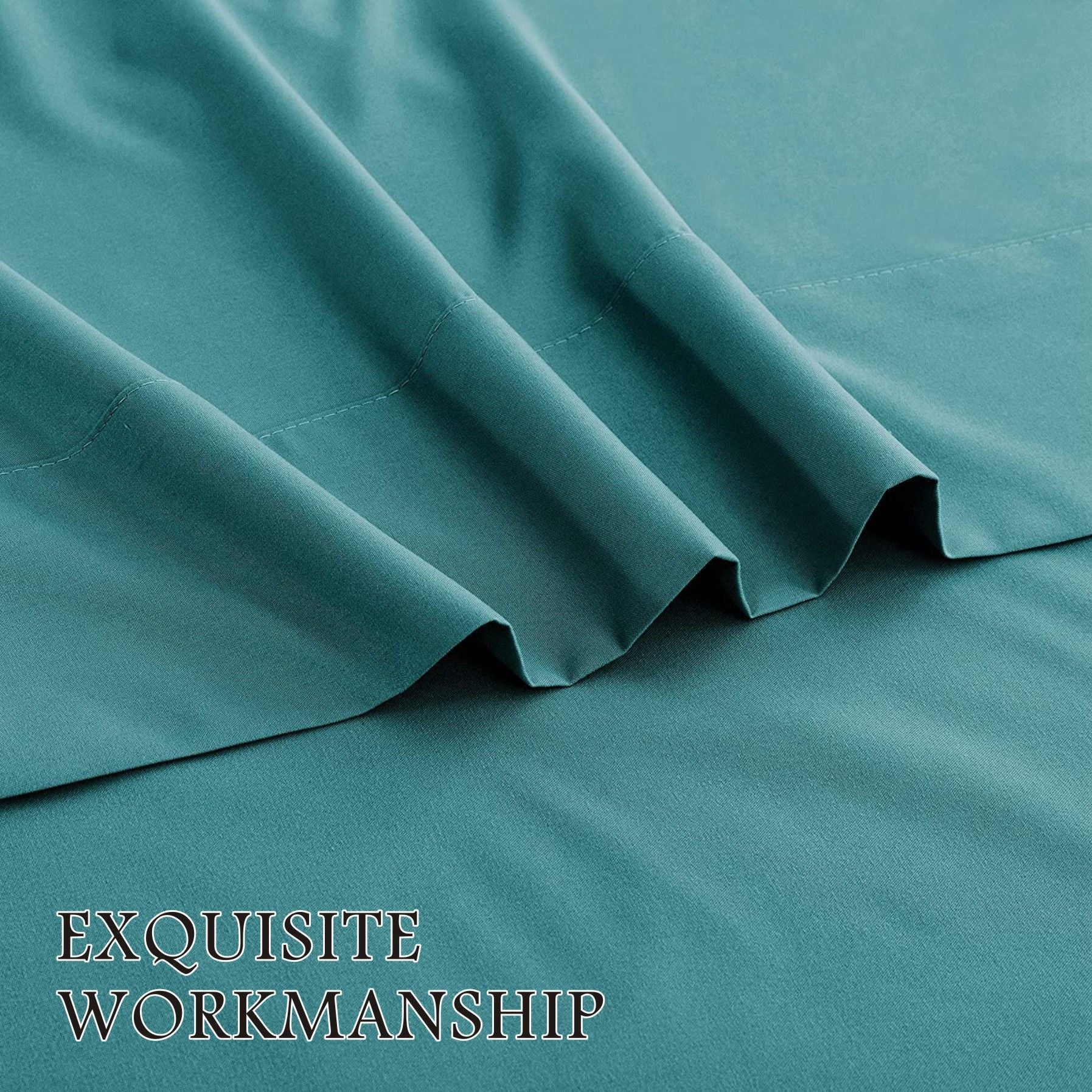 Premium 2000TC Microfibre Deep Pocket Bed Sheet Set - 4 Piece, Biscay Blue, Double
