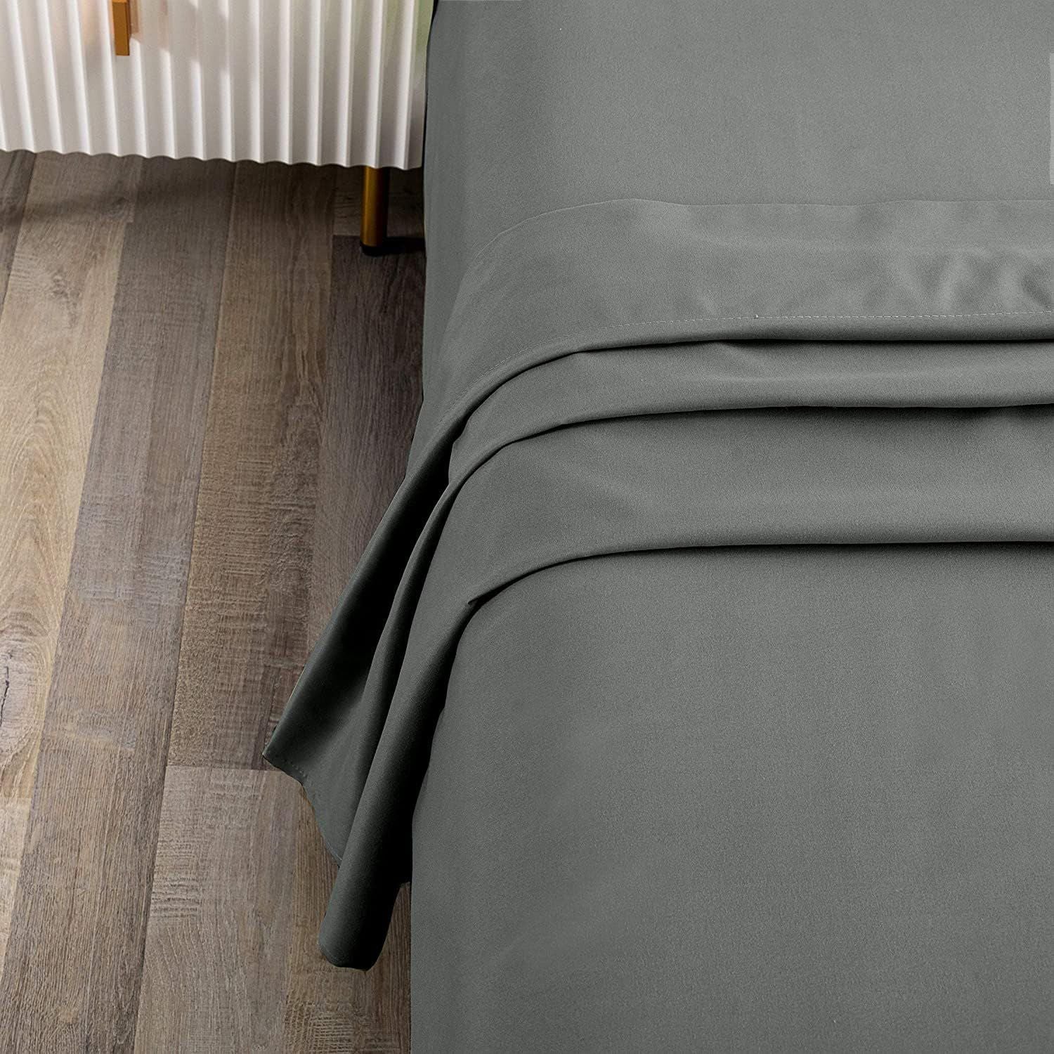 Elegant Comfort 1 Piece Grey 2000 Thread Count Microfiber Flat Sheet - Double