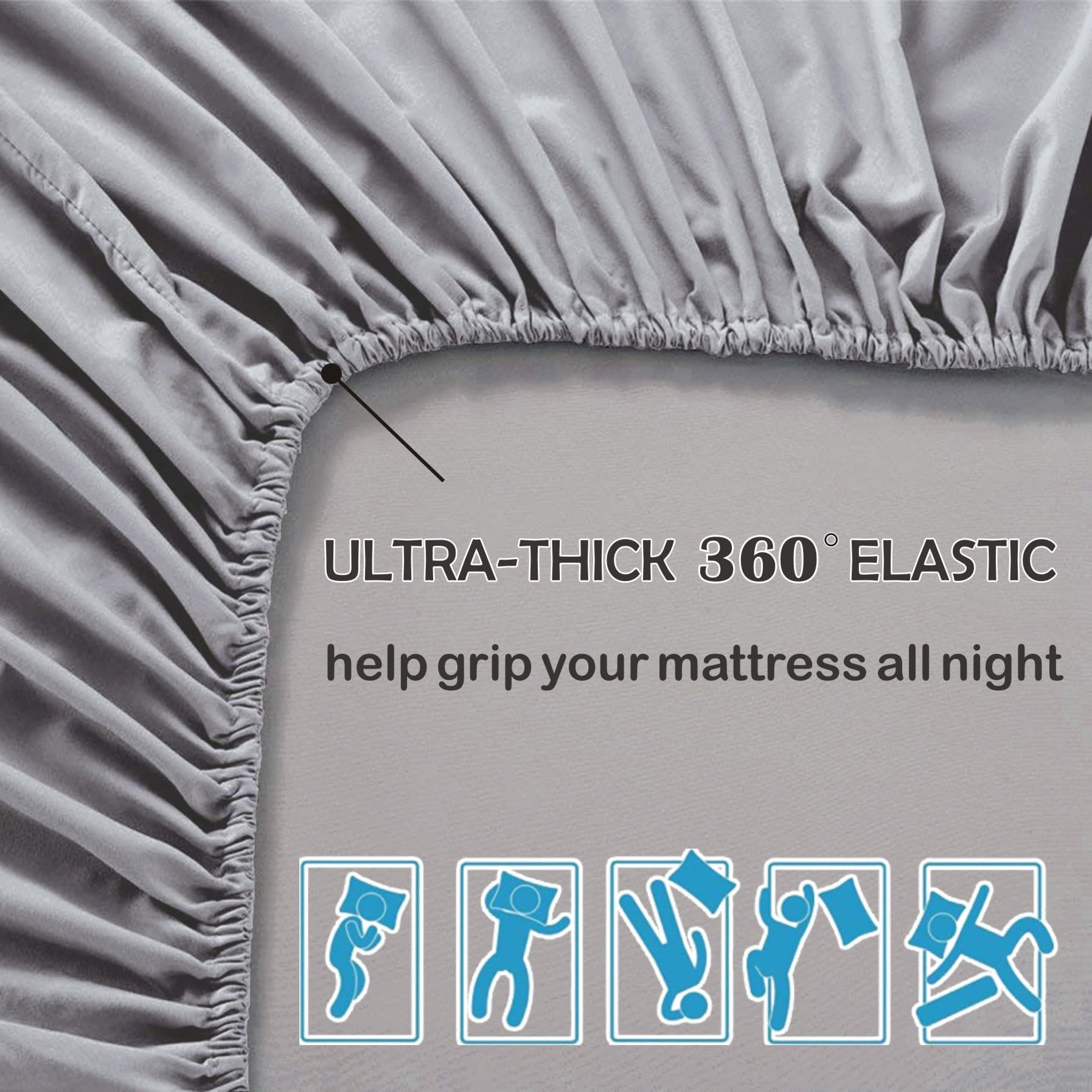 3 Piece 2000TC Microfibre 40cm Deep Pocket Fitted Sheet Set with Pillowcases - Silver Gray King