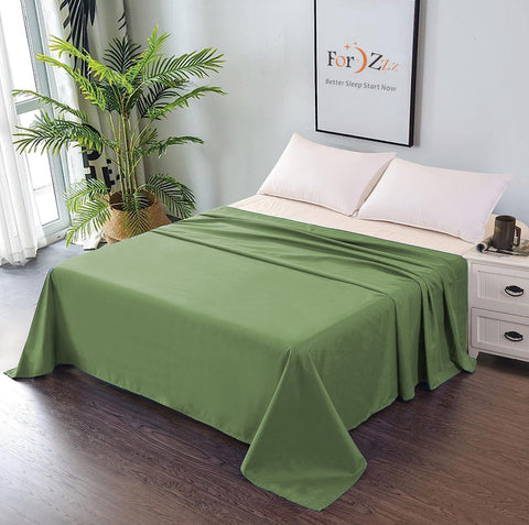 Elegant Comfort 1 Piece Olive Green 2000 Thread Count Microfiber Flat Sheet - King
