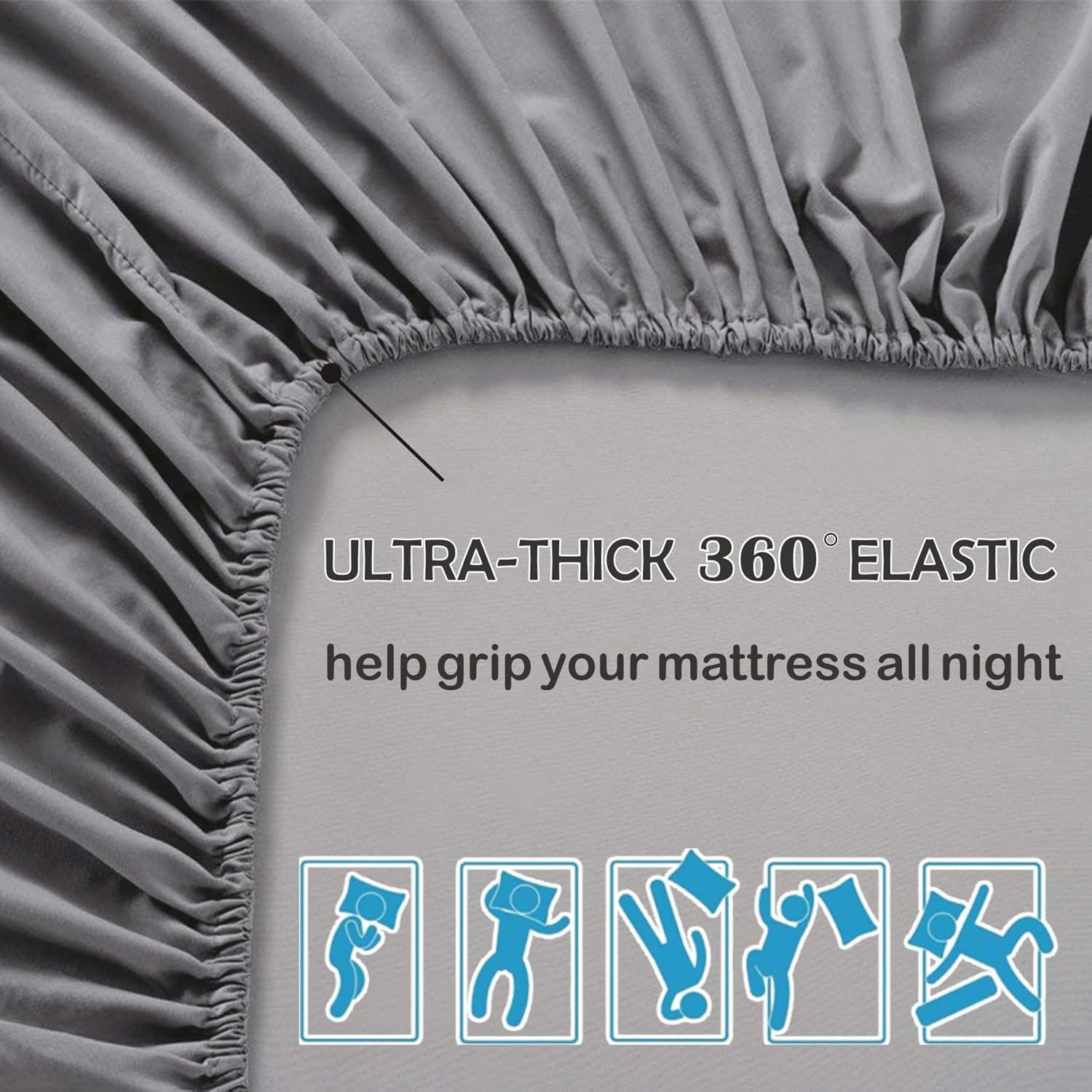 2 Piece 2000TC Microfibre 40cm Deep Pocket Fitted Sheet Set with Pillowcase - Grey King Single