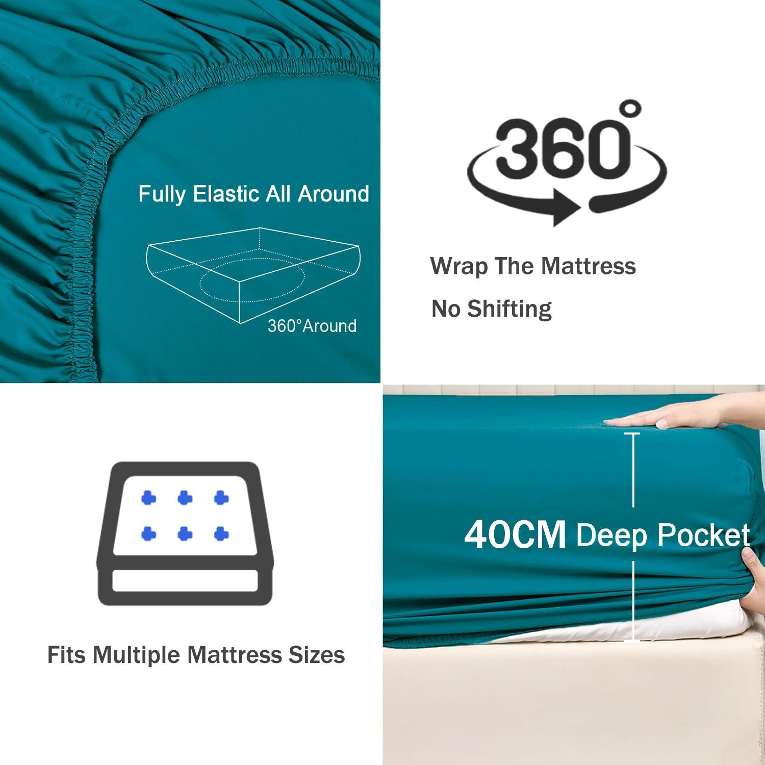 2 Piece 2000TC Microfibre 40cm Deep Pocket Fitted Sheet Set with Pillowcase - Biscay Blue King Single