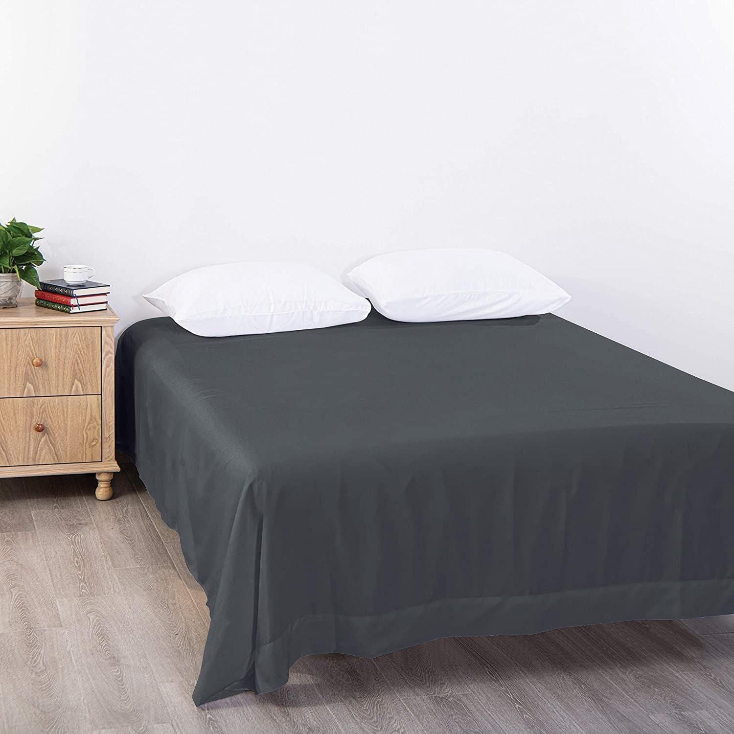 Elegant Comfort 1 Piece Dark Gray 2000 Thread Count Microfiber Flat Sheet - King Single
