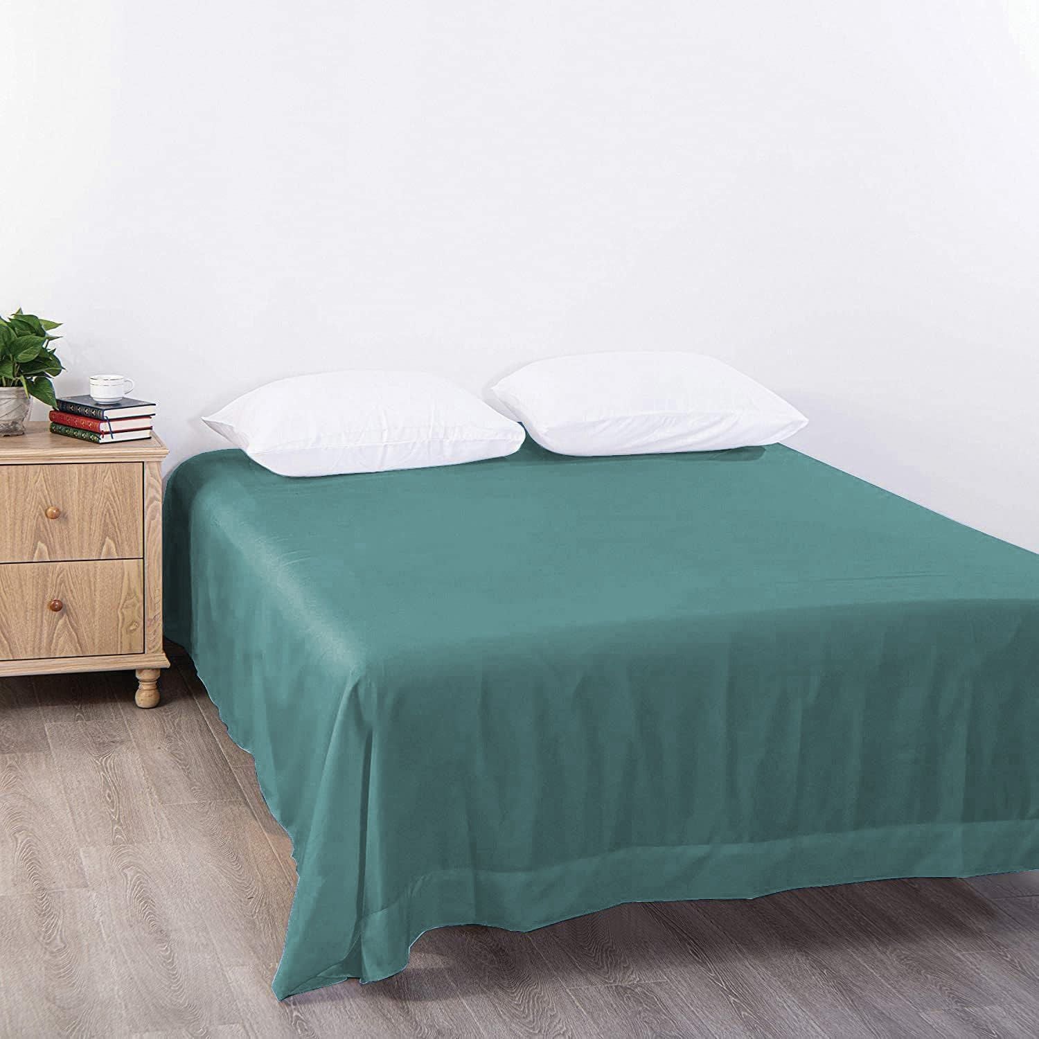 Elegant Comfort 1 Piece Biscay Blue 2000 Thread Count Microfiber Flat Sheet - King Single