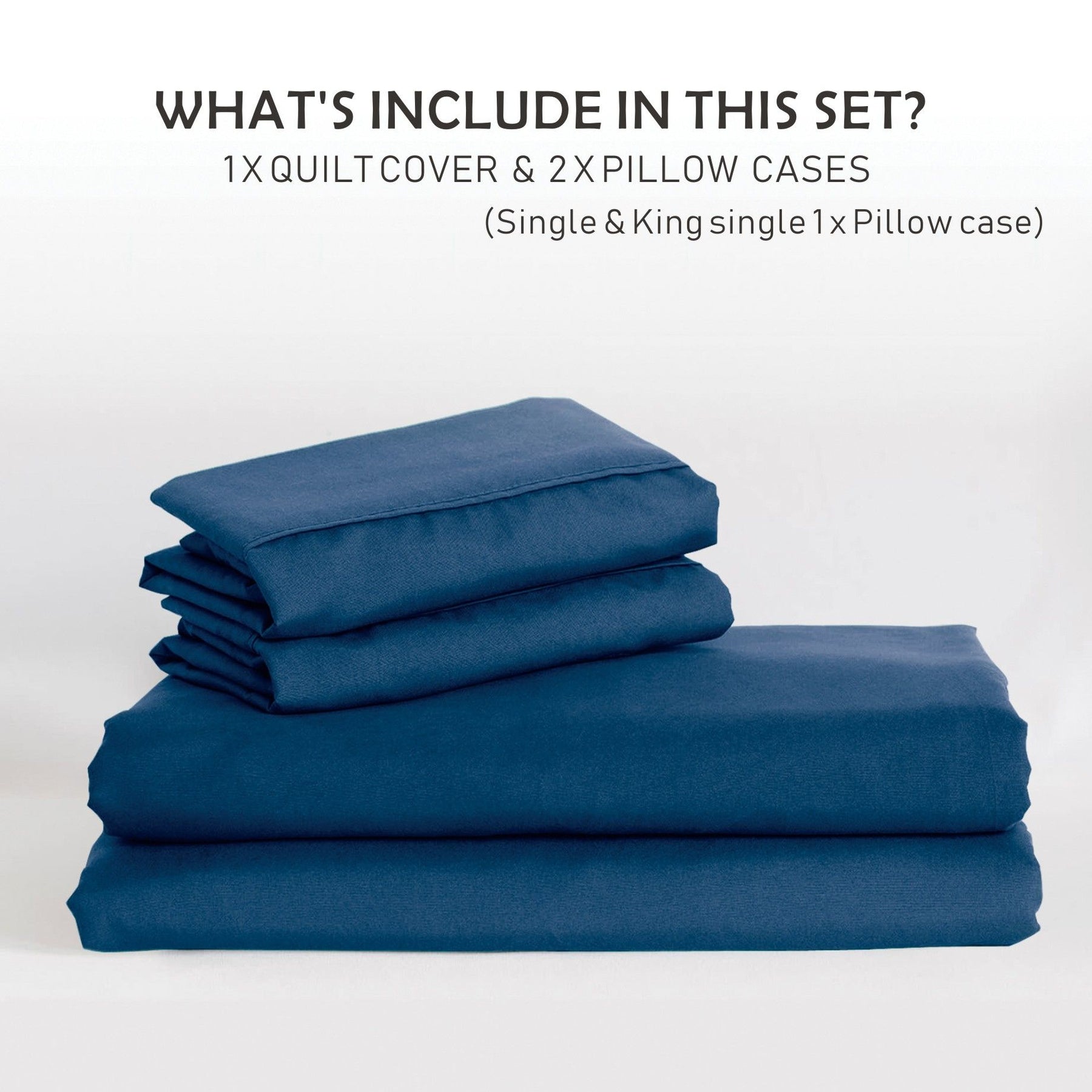 2000TC Microfibre Zipper Quilt Cover Set - 3 Piece, Navy, Queen
