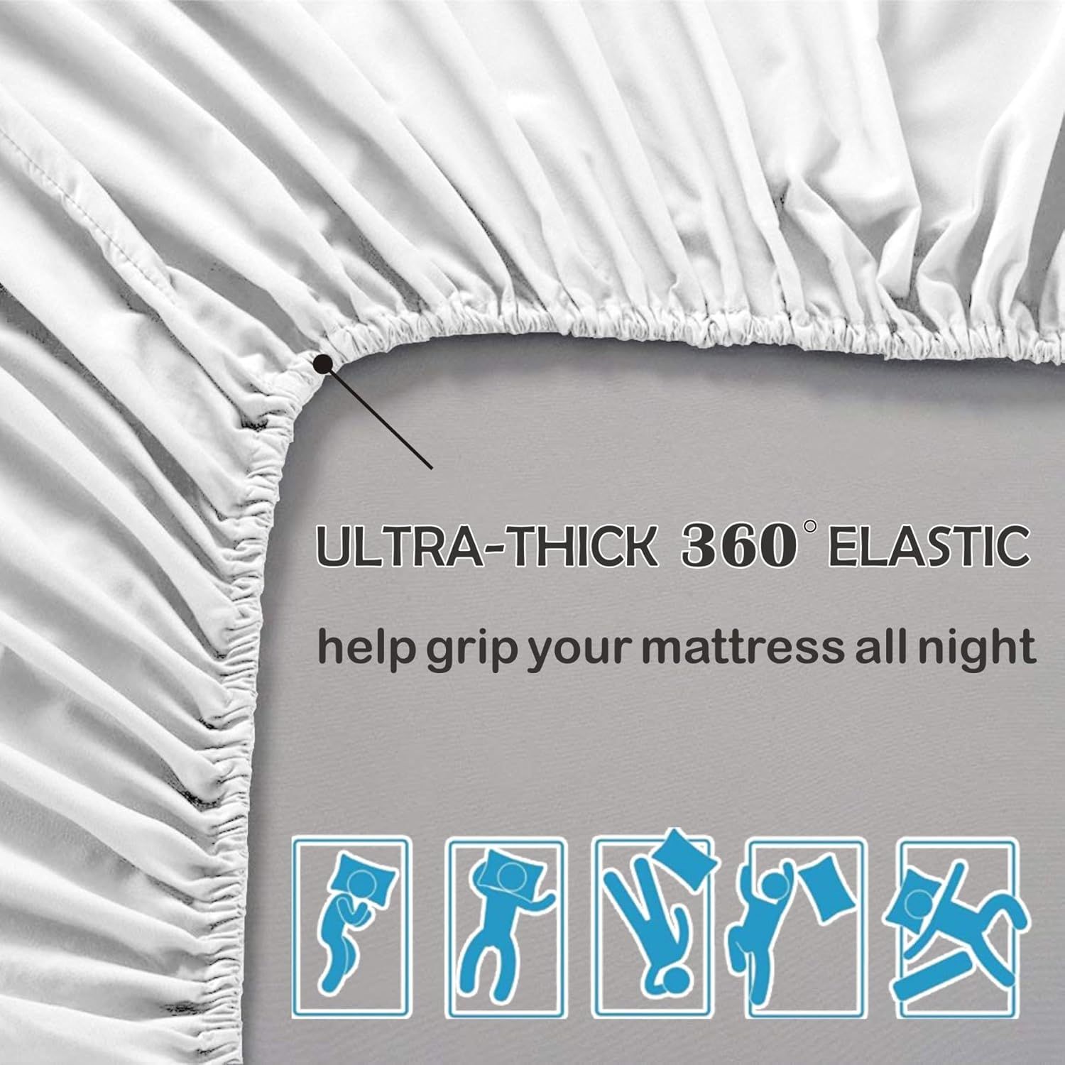3 Piece 2000TC Microfibre 40cm Deep Pocket Fitted Sheet Set with Pillowcases - White Queen