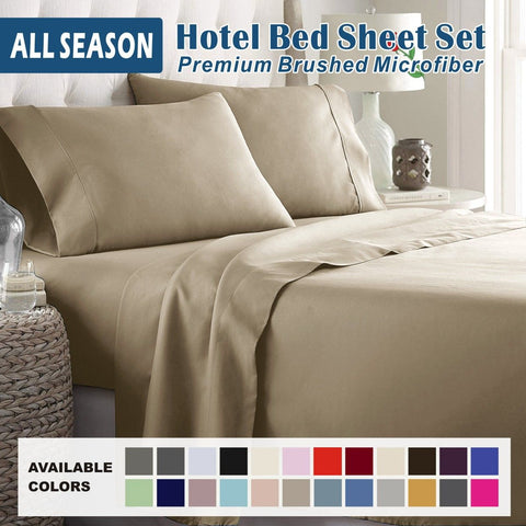 Premium 2000TC Microfibre Deep Pocket Bed Sheet Set - 4 Piece, Cream White, Queen