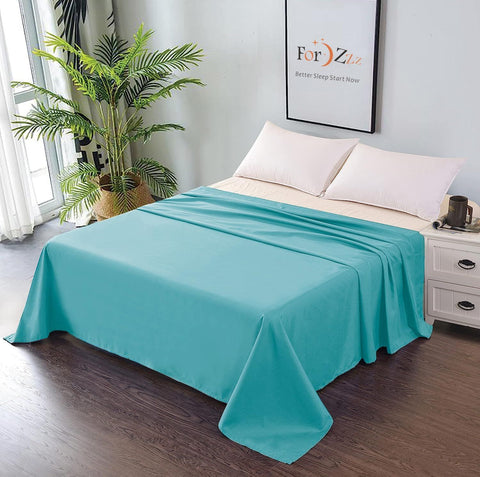 Elegant Comfort 1 Piece Ice Blue 2000 Thread Count Microfiber Flat Sheet - Queen