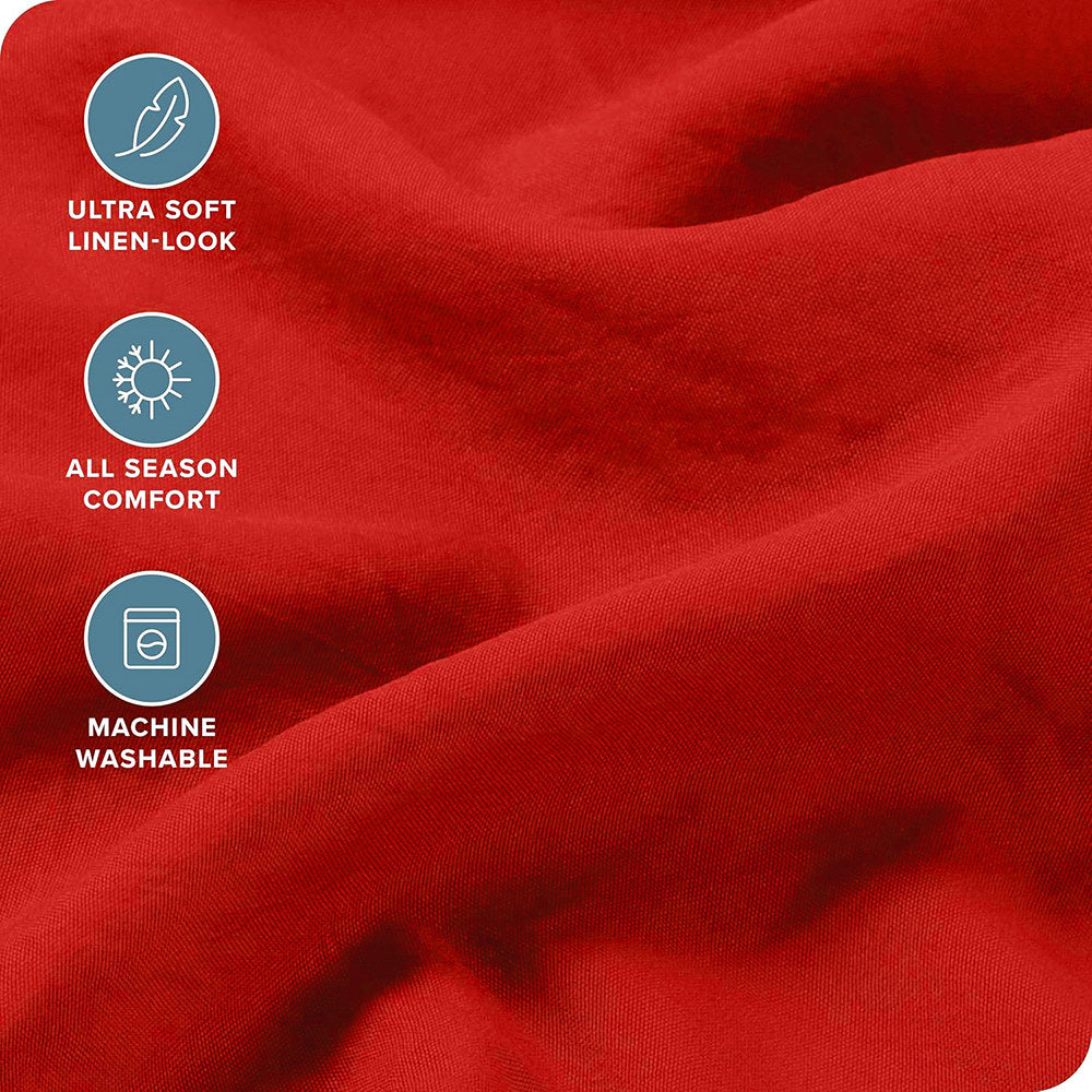 Hotel Quality 1 Piece Red Microfiber 40cm Deep Pocket Fitted Sheet - Queen
