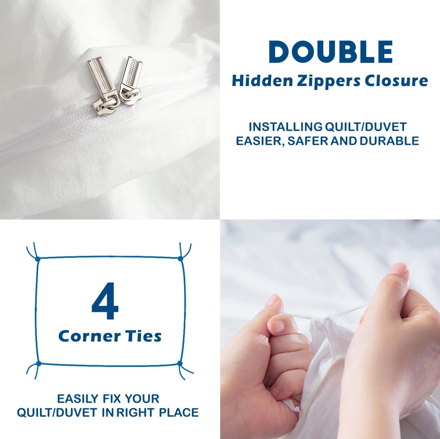 2000TC Microfibre Zipper Quilt Cover Set - 2 Piece, White, Single