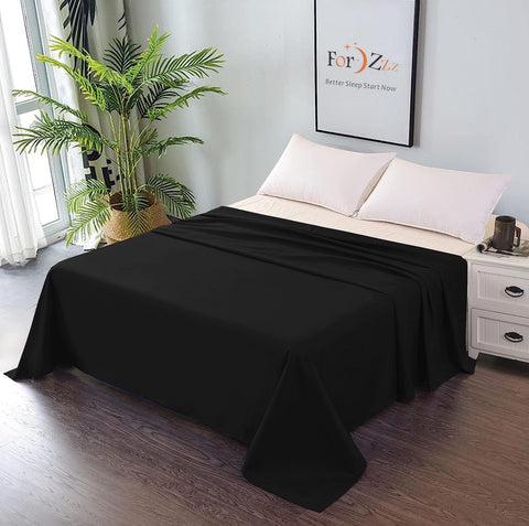 Elegant Comfort 1 Piece Black 2000 Thread Count Microfiber Flat Sheet - Single