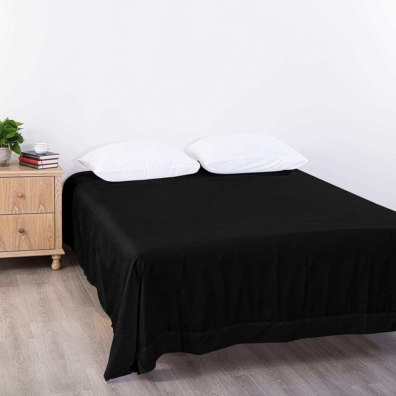 Elegant Comfort 1 Piece Black 2000 Thread Count Microfiber Flat Sheet - Single