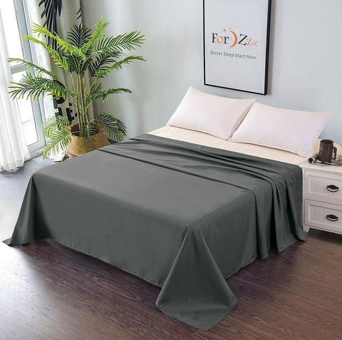Elegant Comfort 1 Piece Dark Gray 2000 Thread Count Microfiber Flat Sheet - Super King