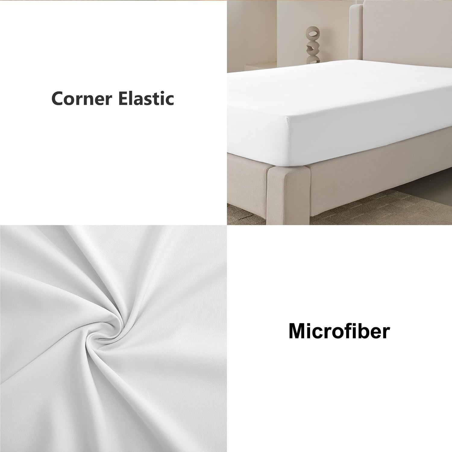 Hotel Quality 1 Piece White Microfiber 40cm Deep Pocket Fitted Sheet - Super King