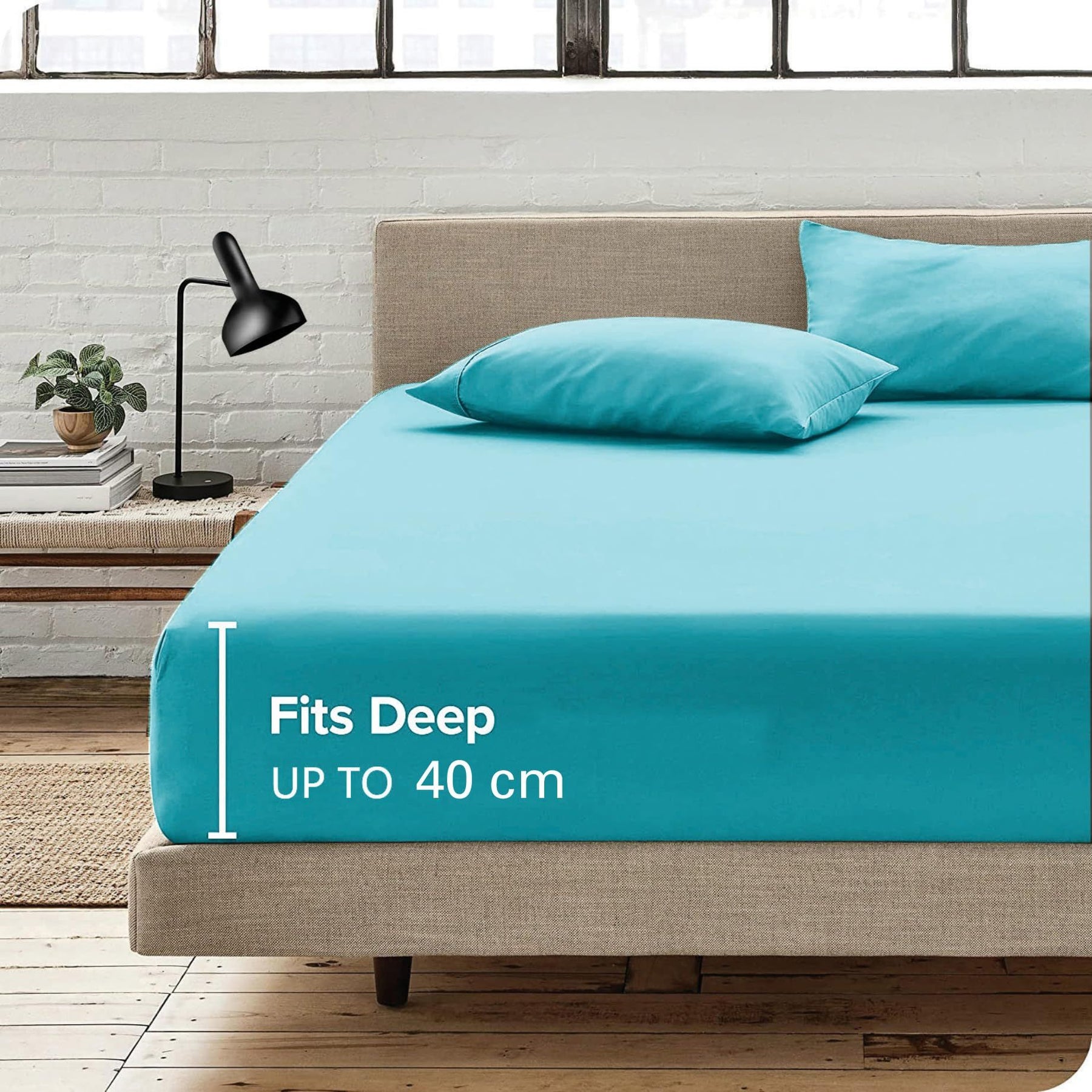 Hotel Quality 1 Piece Ice Blue Microfiber 40cm Deep Pocket Fitted Sheet - Super King