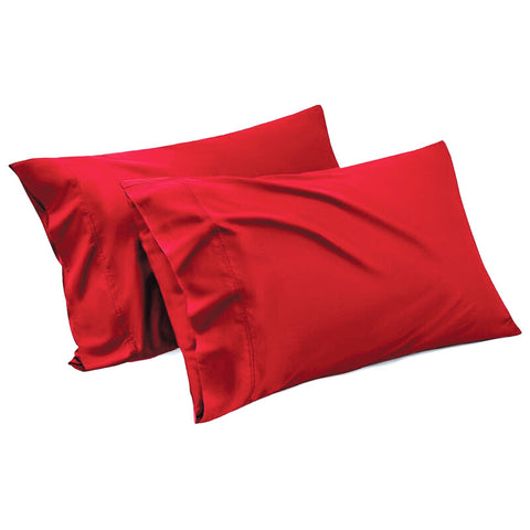 Premium 1000TC Microfiber Standard Pillowcases – Red 2 Pack, Envelope Closure 48 x 74cm