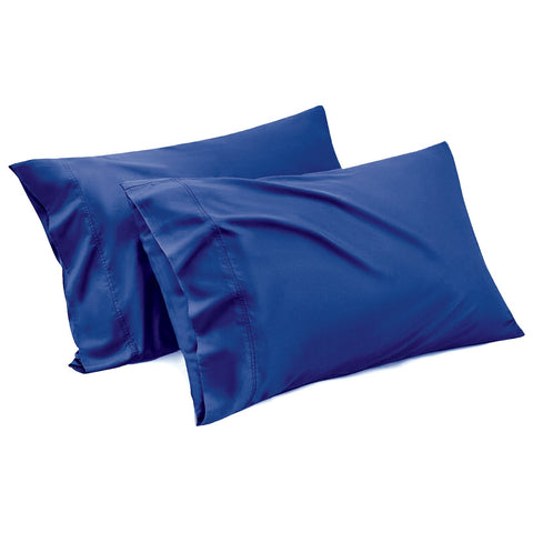 Premium 1000TC Microfiber Standard Pillowcases – Navy 2 Pack, Envelope Closure 48 x 74cm