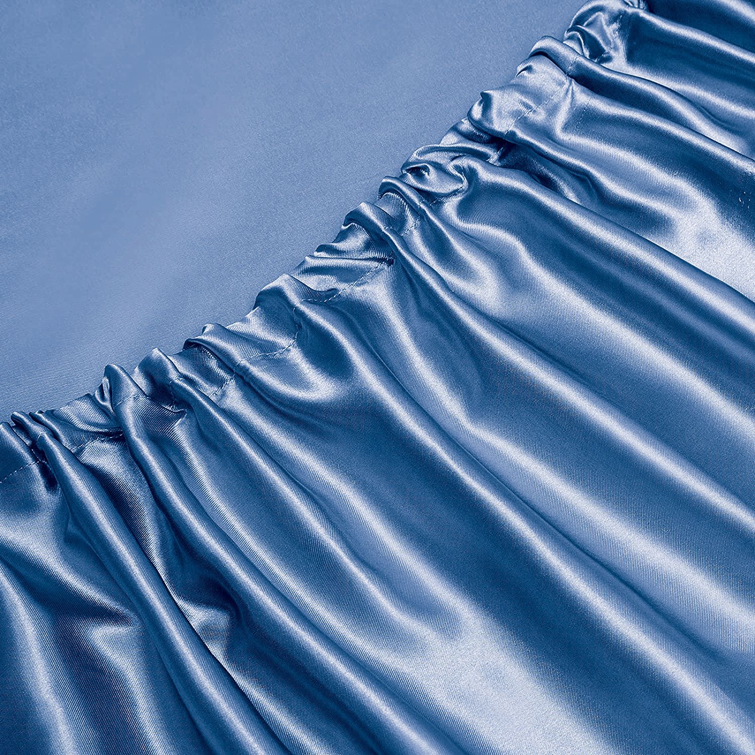 Art Silk Satin 4 Piece Sheet Set with Fitted & Flat Sheet - Ocean Double