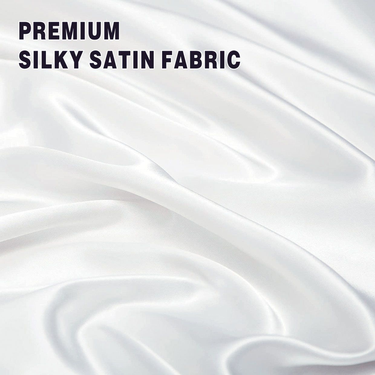Art Silk Satin 3 Piece Sheet Set with Fitted & Flat Sheet - White King Single