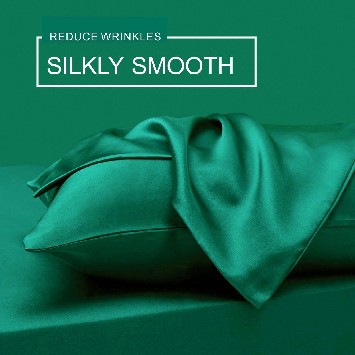 Art Silk Satin 4 Piece Sheet Set with Fitted & Flat Sheet - Green Queen