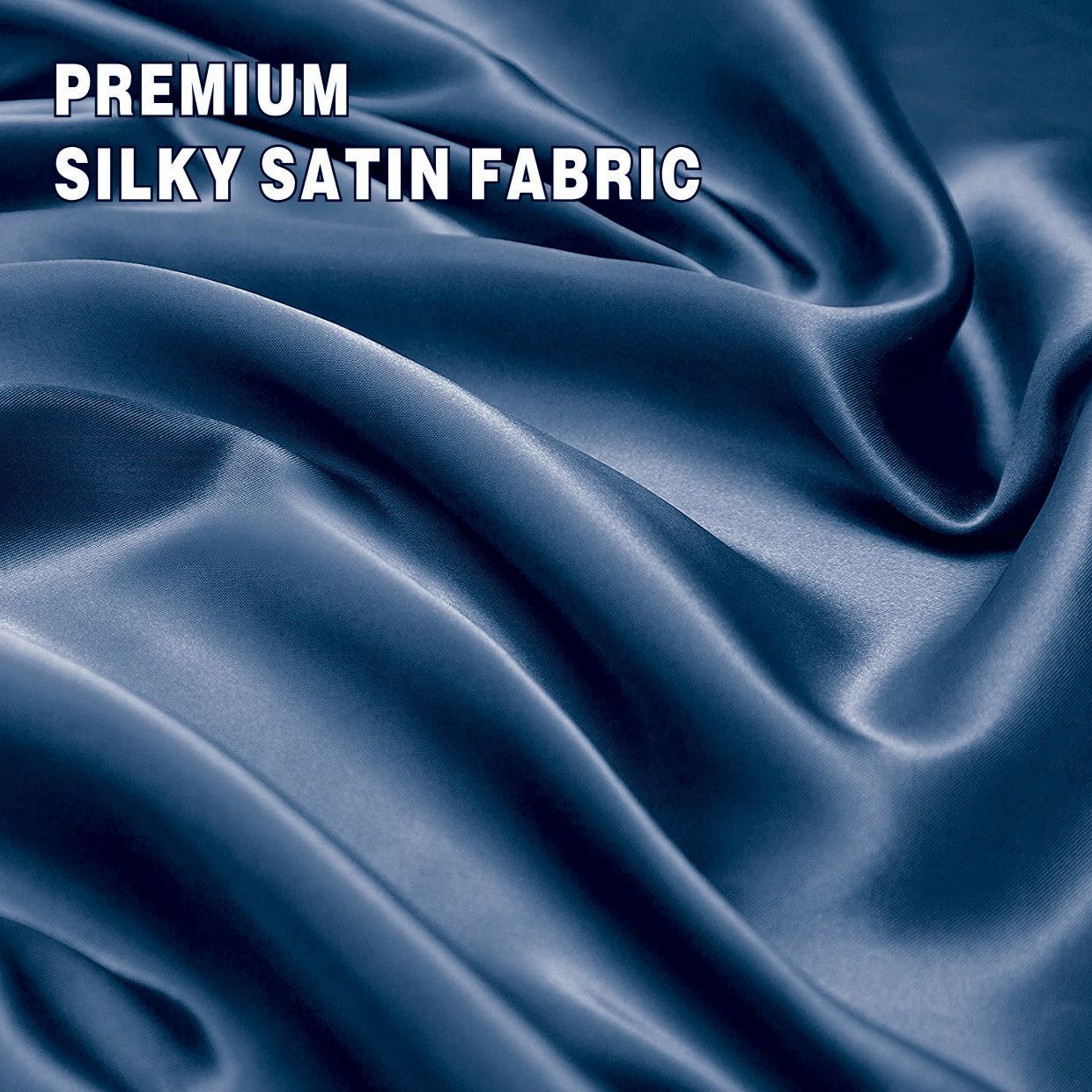 Art Silk Satin 4 Piece Sheet Set with Fitted & Flat Sheet - Navy Queen