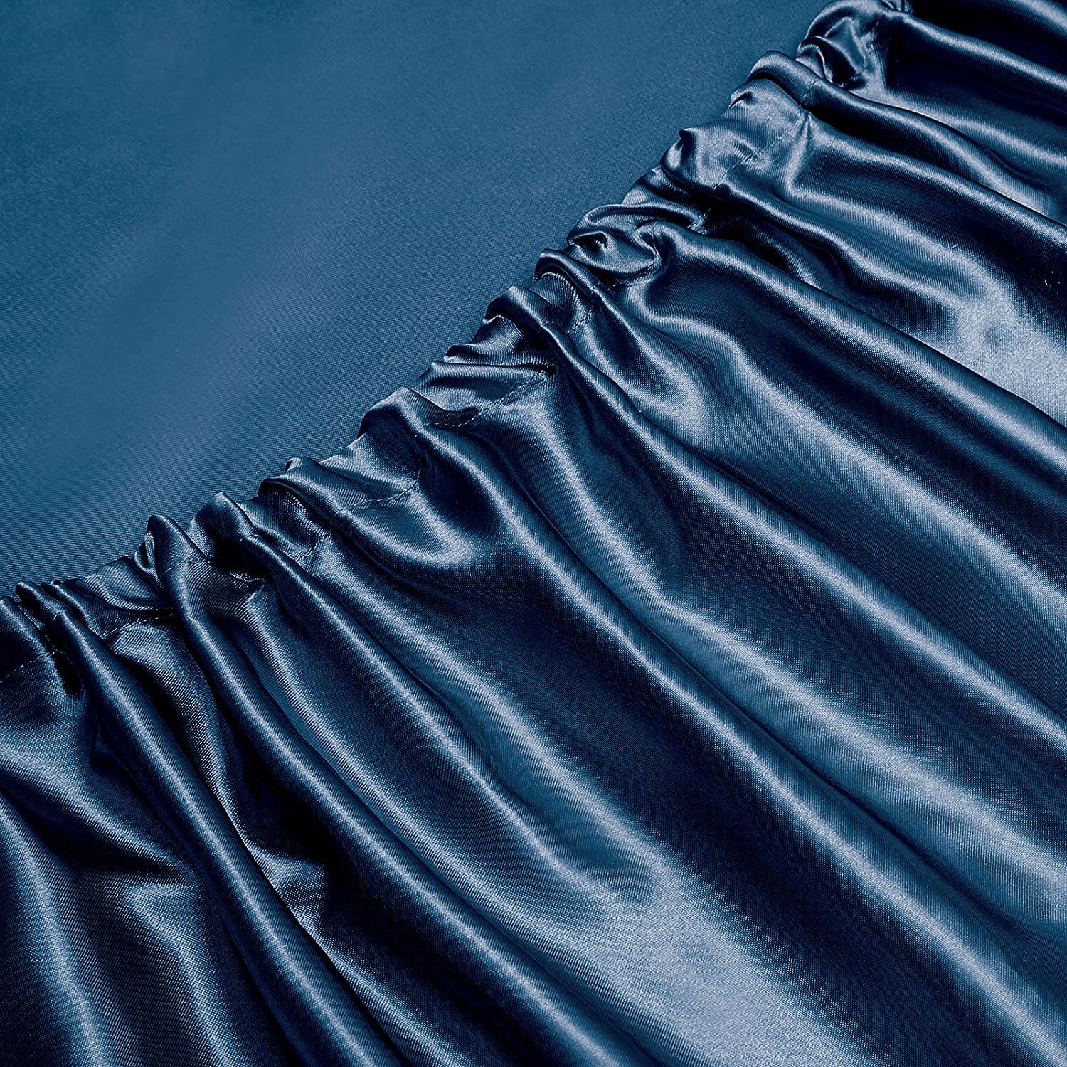Art Silk Satin 4 Piece Sheet Set with Fitted & Flat Sheet - Navy Super King