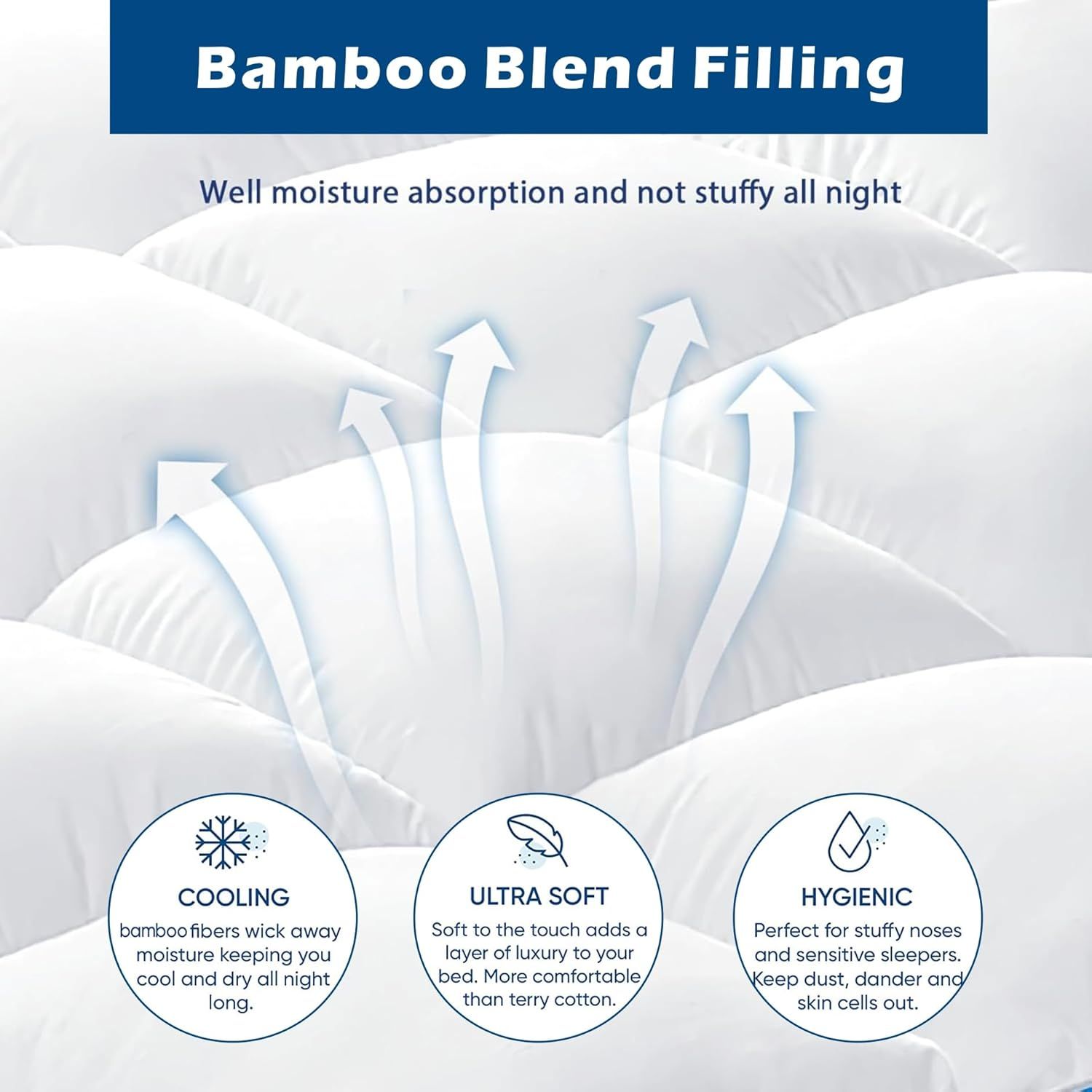 Premium 1000GSM Bamboo Viscose Mattress Topper Double Black 45cm Deep Skirt