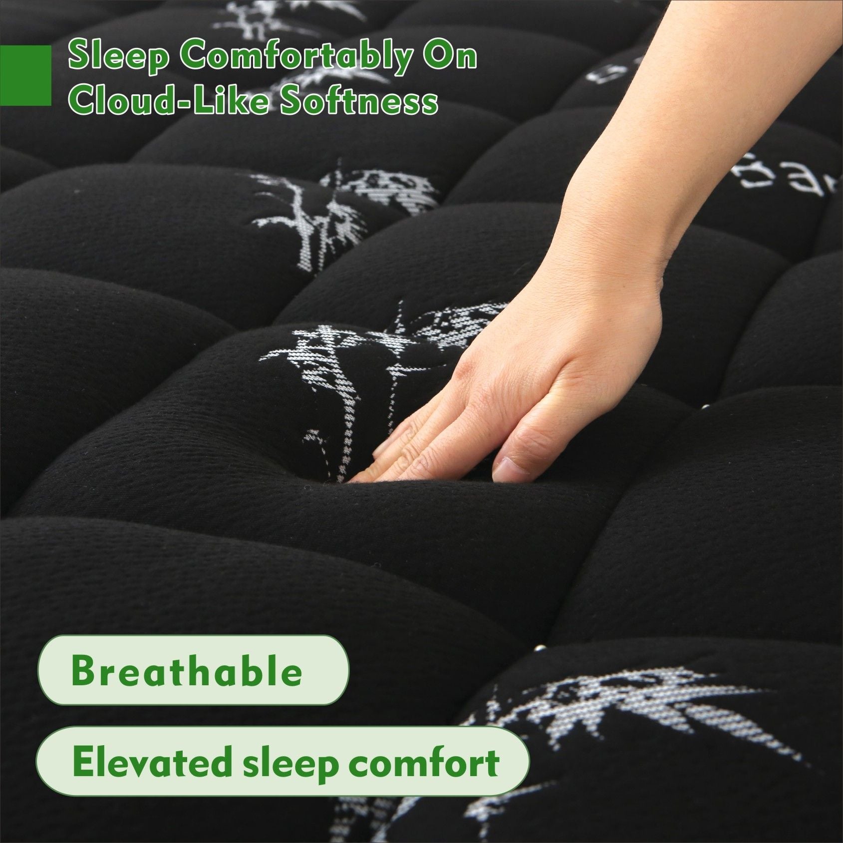 Premium 800GSM Bamboo Viscose Mattress Topper Double Black 45cm Deep Skirt
