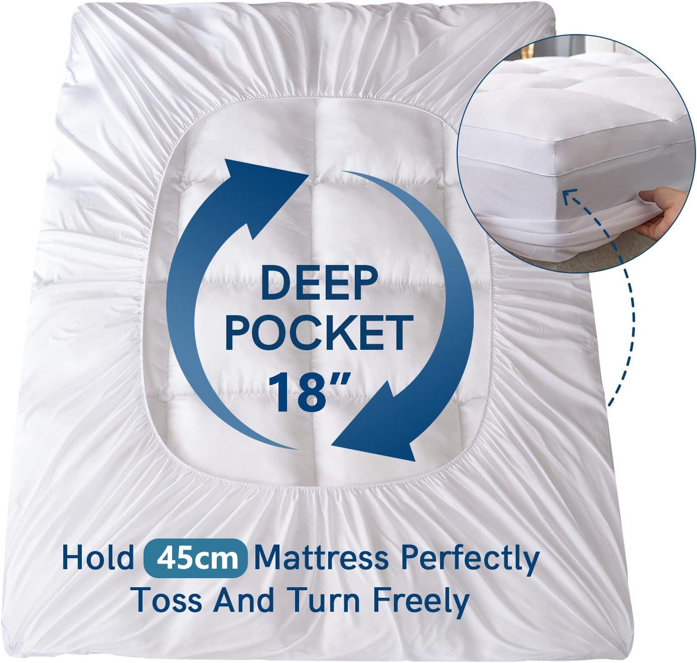 Premium 800GSM Bamboo Viscose Mattress Topper Single Black 45cm Deep Skirt