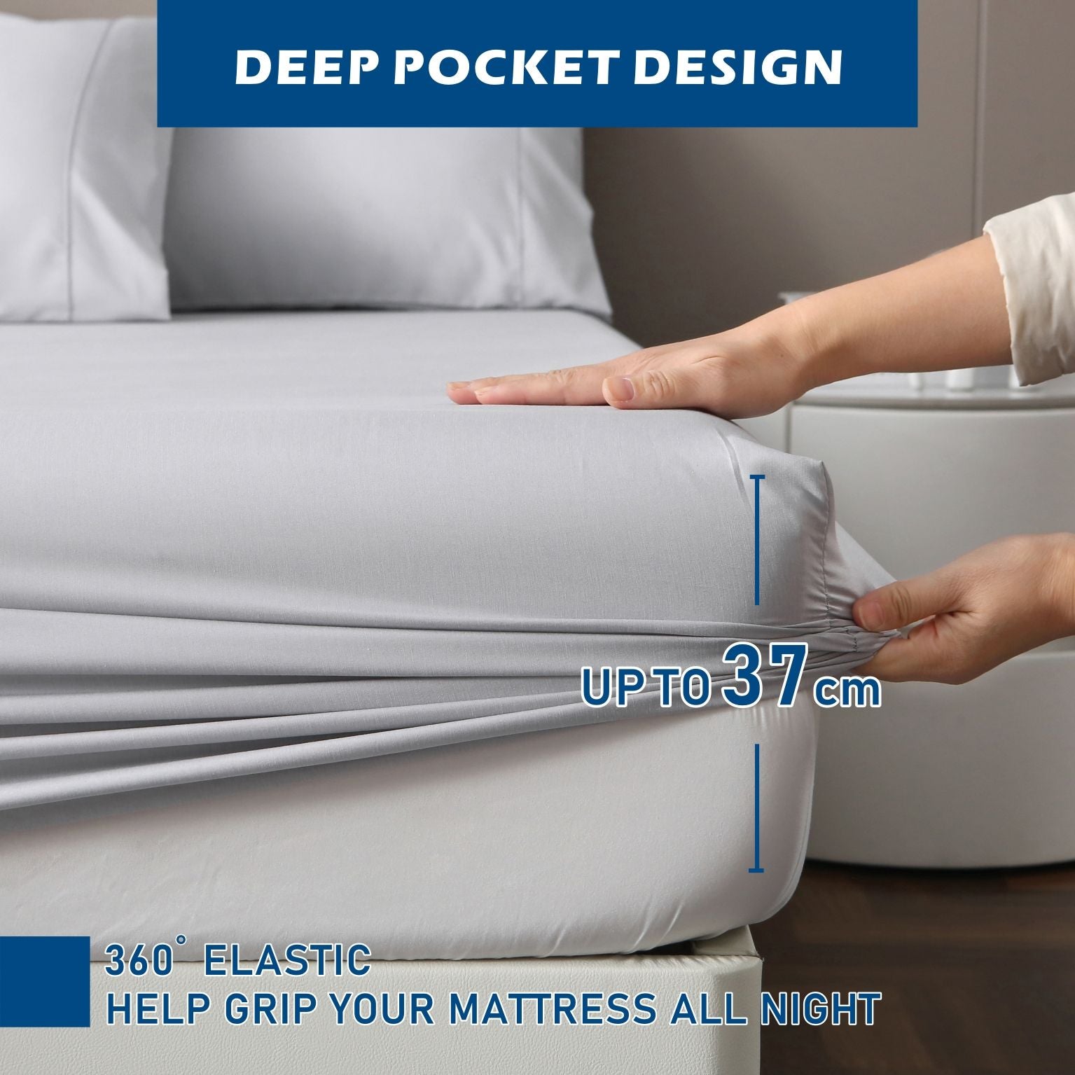 2000TC Bamboo Blend Cooling Sheet Set - 4 Piece, Silver Gray, King