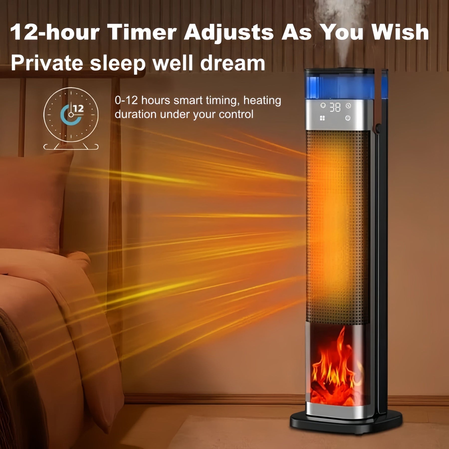 Premium Tower Space Heater with Built In Humidifier Indoor Room Heater