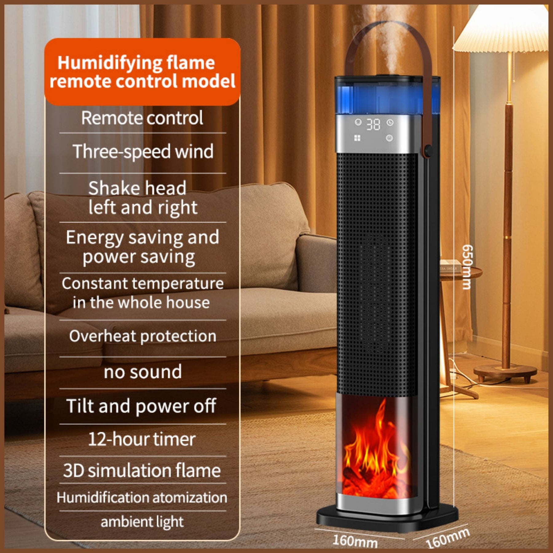 Premium Tower Space Heater with Built In Humidifier Indoor Room Heater