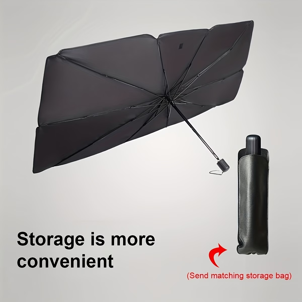 Premium Umbrella-Style Car Windshield Sunshade for Small Cars Foldable Heat Blocker