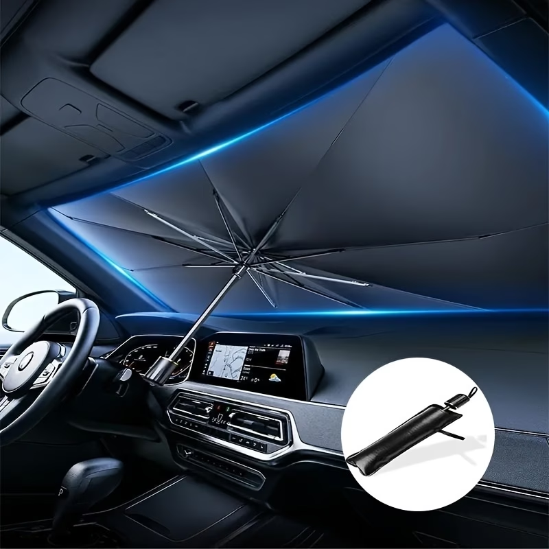 Premium Umbrella-Style Car Windshield Sunshade for Small Cars Foldable Heat Blocker