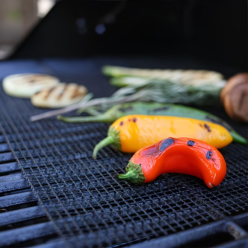 Premium 3 Pack Black Non-Stick PTFE Round BBQ Grill Mesh Mats