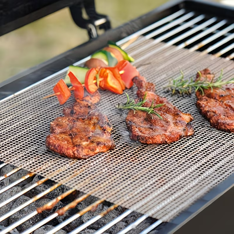 Premium 3 Pack Black Non-Stick PTFE Round BBQ Grill Mesh Mats